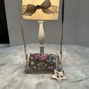 Luv Betsey crossbody wallet purse rose gold w/ gold accents and star purse charm